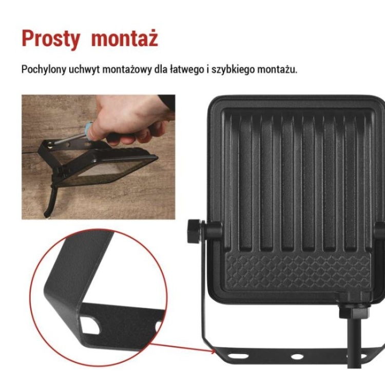 Naświetlacz LED VISIO 20W czarny neutralna biel prosty montaż
