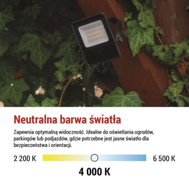 Naświetlacz LED VISIO 20W czarny neutralna biel - informacje