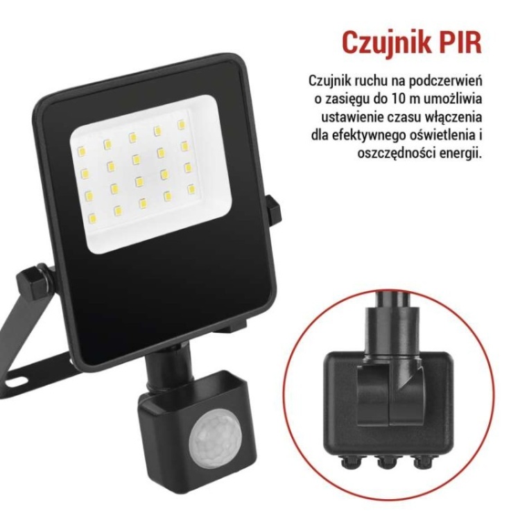 Naświetlacz LED EMOS VISIO ZS2913 10W 4000K 1500lm IP54 PIR prezentacja – EMOS