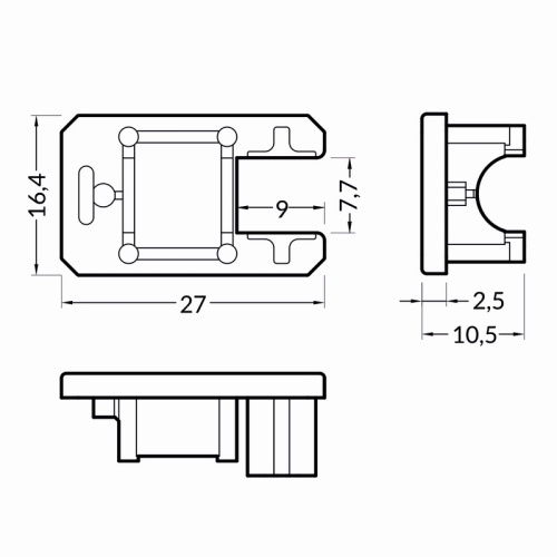 Zaślepka do profilu led MKRO-LINE12 transparentna Topmet wymiary