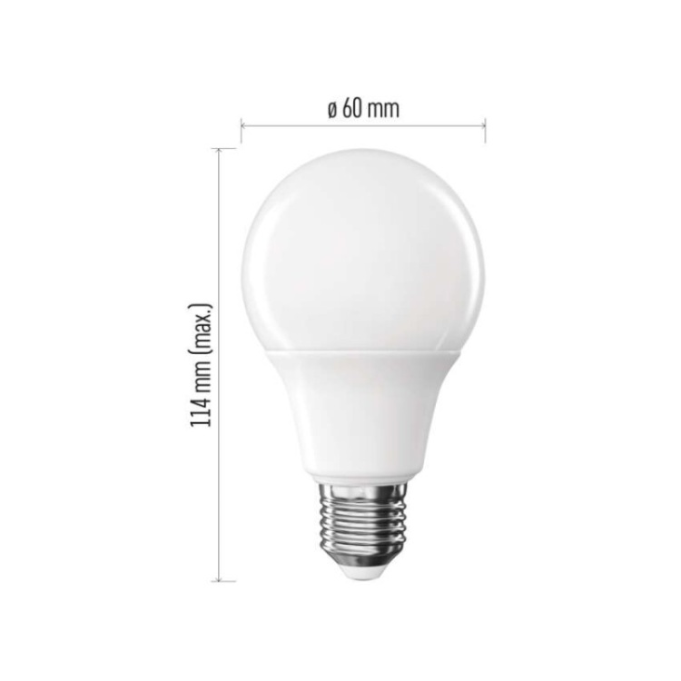 Żarówka LED E27 Basic A60 11W=75W biała ciepła 3000K 1055lm EMOS wymiary