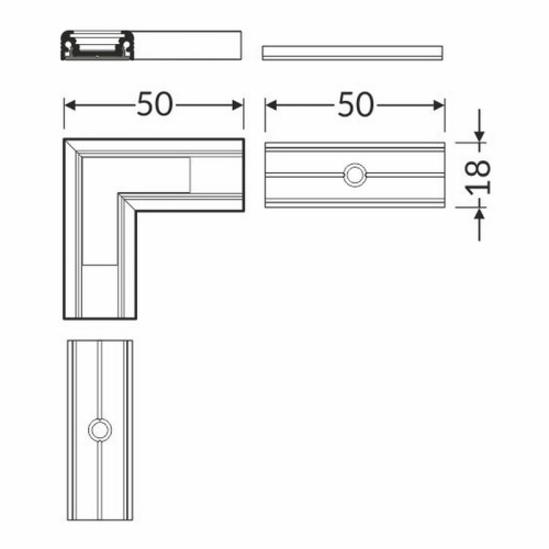 Łącznik L do profilu SURFACE10 anodowany Topmet wymiary