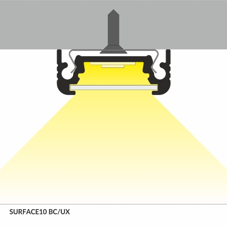 Profil led SURFACE10 biały, klosz transparentny odcinki: 1m, 2m Topmet