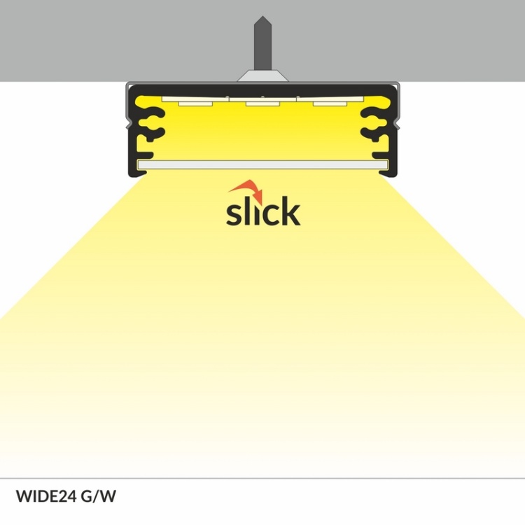 Profil led WIDE24 anodowany, klosz mleczny odcinki: 1m, 2m Topmet montaż