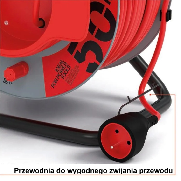 Przedłużacz zwijany P19150 1 gniazdo 3x1,5 50m EMOS Pętla prowadząca do łatwego nawijania kabla