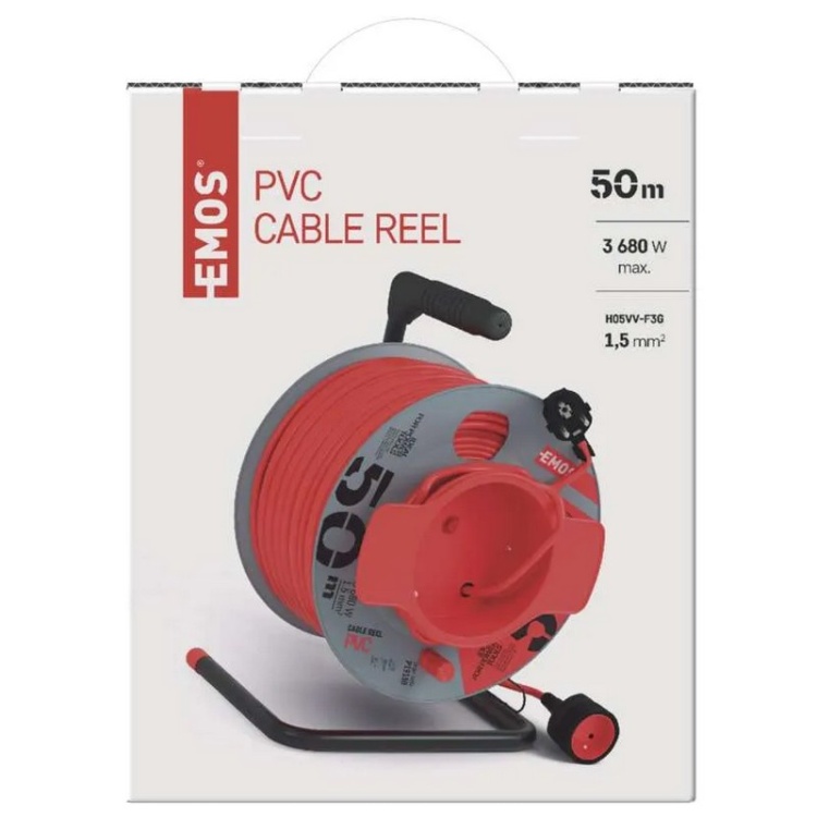 Przedłużacz zwijany P19150 1 gniazdo 3x1,5 50m EMOS front