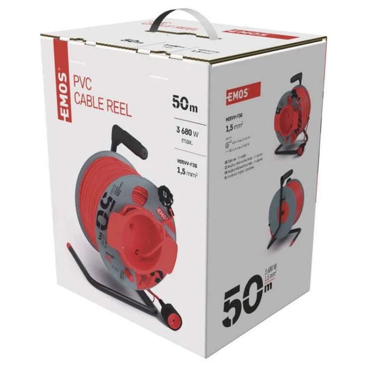 Przedłużacz zwijany P19150 1 gniazdo 3x1,5 50m EMOS opakowanie