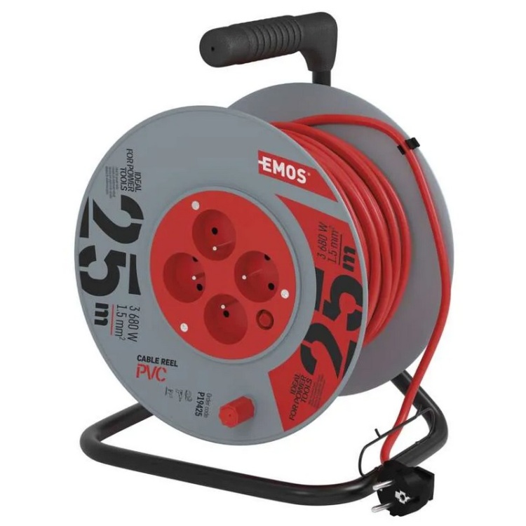 Przedłużacz bębnowy zwijany P19425 4 gniazda 3×1,5 mm² 25m EMOS