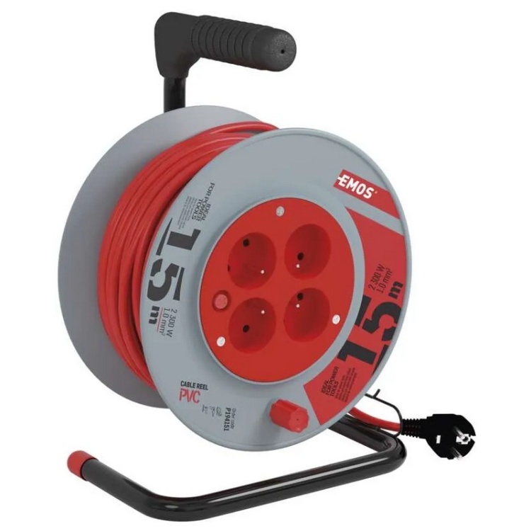 Przedłużacz bębnowy zwijany P194151 4 gniazda 3×1,0 mm² 15m EMOS