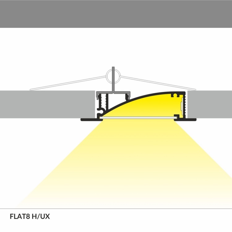 Profil LED FLAT8 srebrny anodowany odcinki: 1m, 2m Topmet sposób montażu