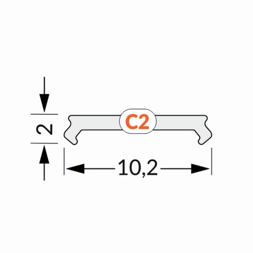 Klosz C2 klik mleczny do profili LED – odcinki: 1m, 2m Topmet wymiary