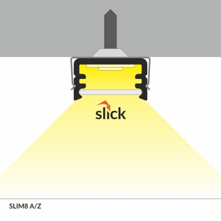 Profil LED SLIM8 srebrny anodowany odcinki: 1m, 2m Topmet zamontowanie