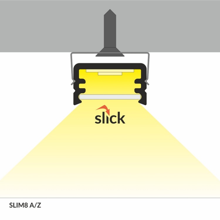 Profil LED SLIM8 srebrny anodowany odcinki: 1m, 2m Topmet sposób montażu
