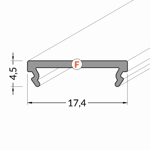 Klosz F klik czarny do profili LED – odcinki: 1m, 2m Topmet wymiary