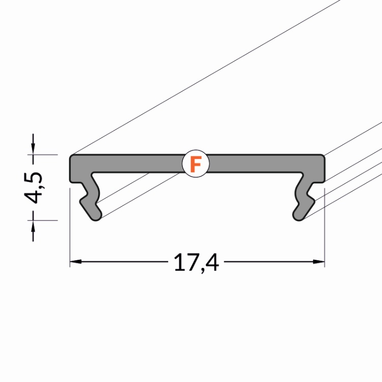 Klosz F klik czarny do profili LED – odcinki: 1m, 2m Topmet wymiary