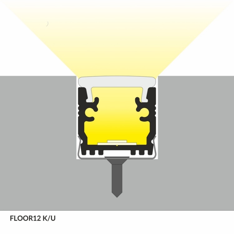 Profil LED FLOOR12 srebrny anodowany odcinki: 1m, 2m Topmet sposób montażu