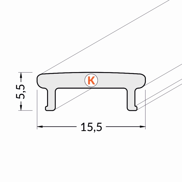 Klosz K klik mleczny do profili LED – odcinki: 1m, 2m Topmet wymiary