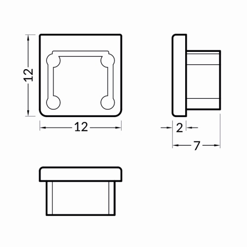 Zaślepka do profilu led SMART10 szara Topmet wymiary