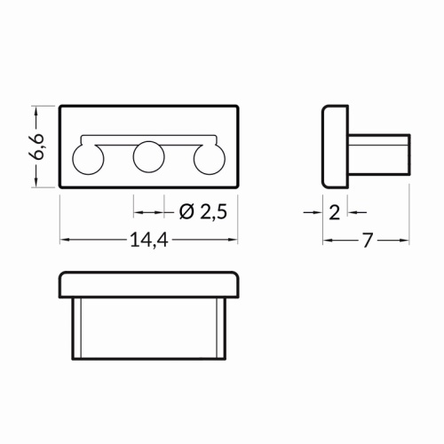Zaślepka do profilu led BEGTON12 czarna Topmet wymiary