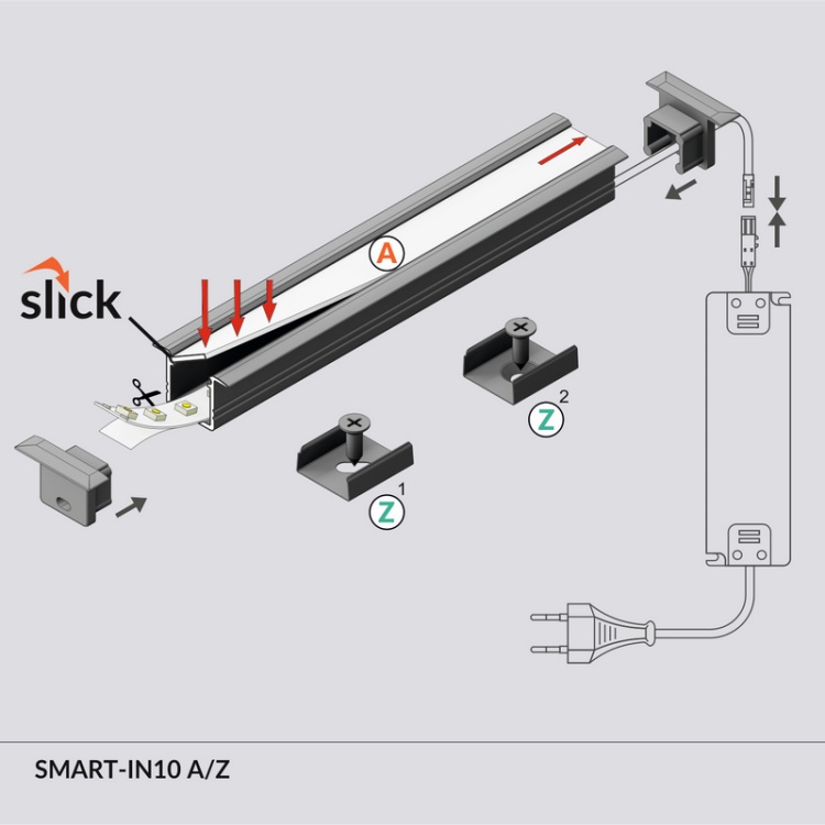 Profil LED SMART-IN10 czarny anodowany odcinki: 1m, 2m Topmet opis