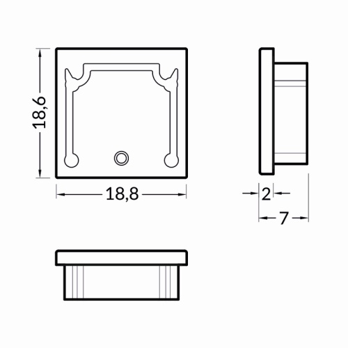 Zaślepka do profilu led SMART16 szara Topmet wymiary