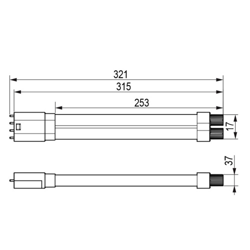 Świetlówka LED Philips Urban PLL 4P CorePro 2G11 13W=24W 840 biała neutralna 1600lm EM/230V wymiary