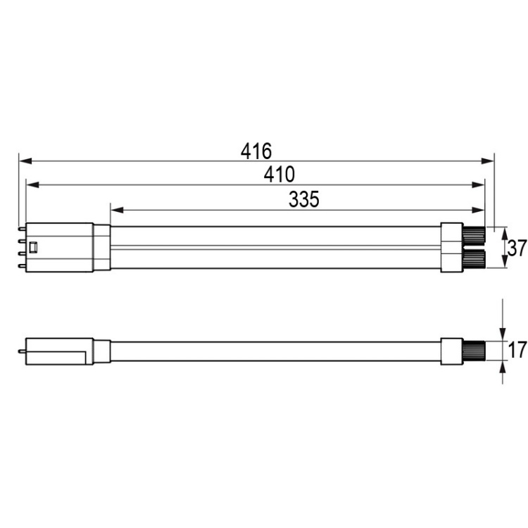 Świetlówka LED Philips Urban PLL 4P CorePro 2G11 18W=36W 830 biała ciepła 2100lm EM/230V wymiary