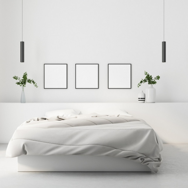 Lampa wisząca PHLOX C GU10 czarna Kanlux 39040 aranżacja jasnej sypialni