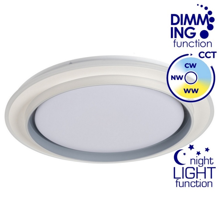 Plafoniera ANTO LED 37W CCT 2700lm ściemnialna ∅500mm biała IP20 Kanlux 38932 infografiki