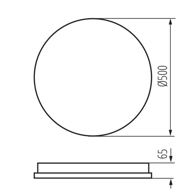 Plafoniera ANTO LED 37W CCT 2700lm ściemnialna ∅500mm biała IP20 Kanlux 38932 wymiary