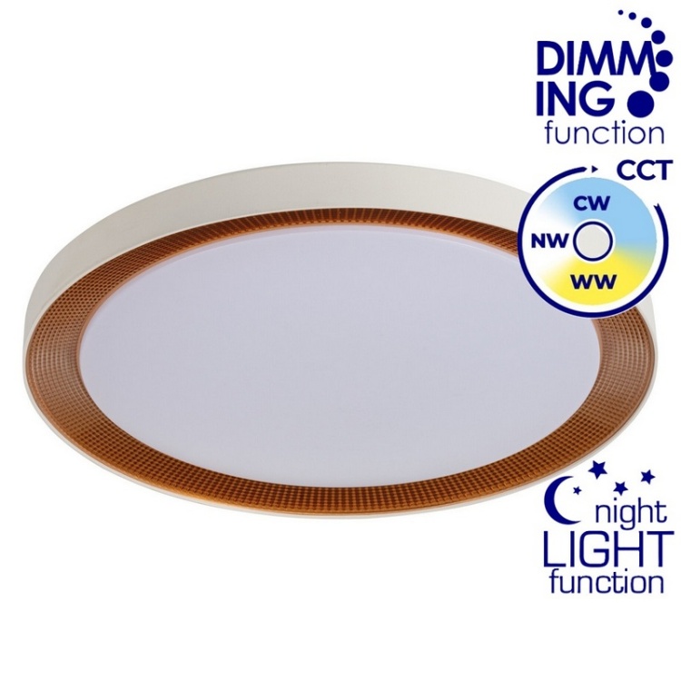 Plafoniera ANBAR LED 37W CCT 2170lm ściemnialna ∅550mm biały/brąz IP20 Kanlux 38930 infografiki