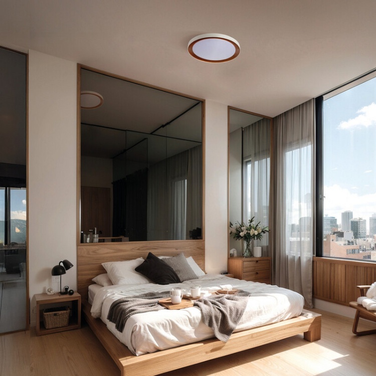 Plafoniera ANBAR LED 37W CCT 2170lm ściemnialna ∅550mm biały/brąz IP20 Kanlux 38930 aranżacja salonu