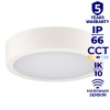 Plafoniera DABER LED CCT z czujnikiem ruchu 12-20W 2630lm ∅300mm IP66 biała Kanlux 39025 infografiki