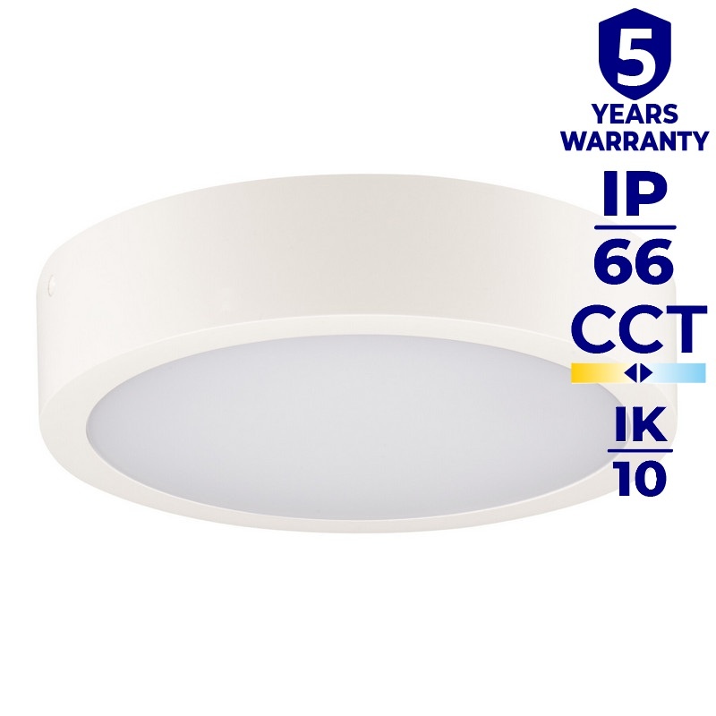 Plafoniera DABER LED CCT 12-20W 2630lm ∅300mm IP66 biała Kanlux 39024 infografika