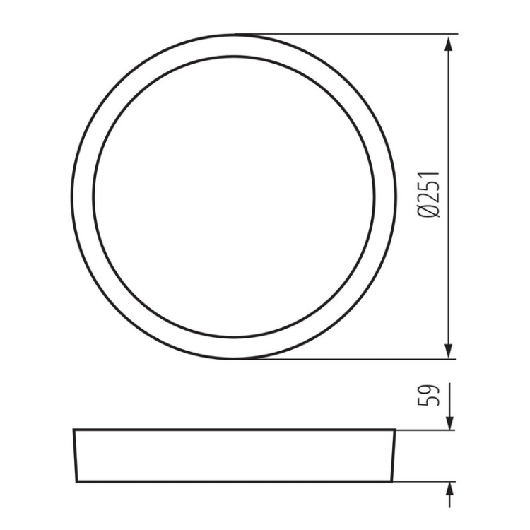 Plafoniera DABER LED CCT 8-13W 1490lm ∅250mm IP66 czarna Kanlux 39022 wymiary