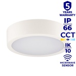 Plafoniera DABER LED CCT z czujnikiem ruchu 8-13W 1510lm ∅250mm IP66 biała Kanlux 39021 infografiki