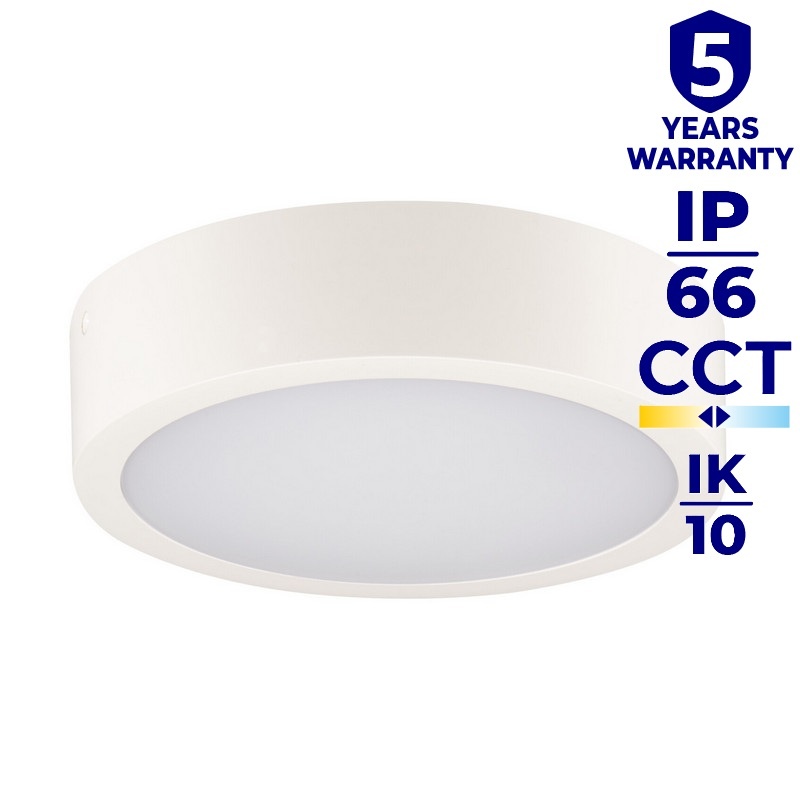 Plafoniera DABER LED CCT 8-13W 1510lm ∅250mm IP66 biała Kanlux 39020 infografika