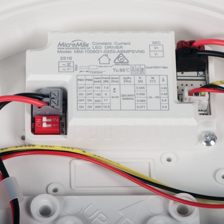 Plafoniera DABER LED CCT 8-13W 1510lm ∅250mm IP66 biała Kanlux 39020 wnętrze