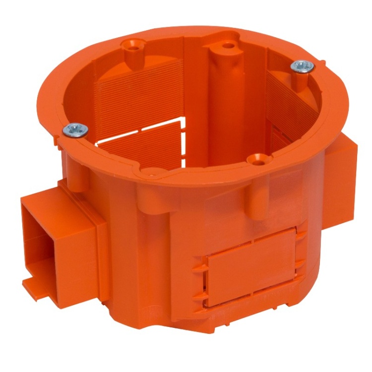 Puszka końcowa jednokrotna 60x45mm podtynkowa szeregowa z wkrętami pomarańczowa Plastrol