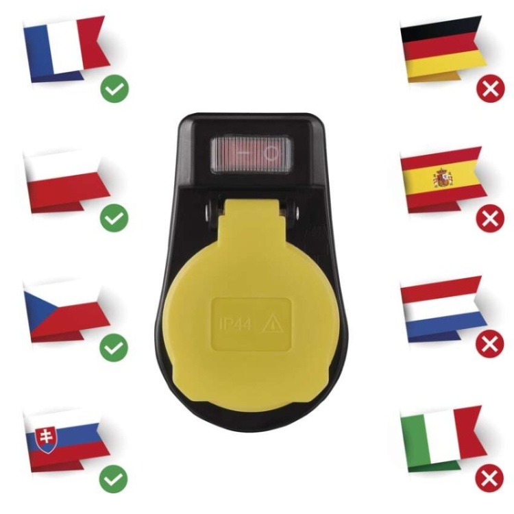 Gniazdo IP44 czarno-żółte