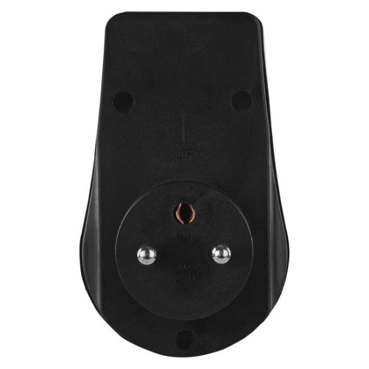 Gniazdo wtykowe z włącznikiem czarno-żółte IP44 Emos P00271 tył