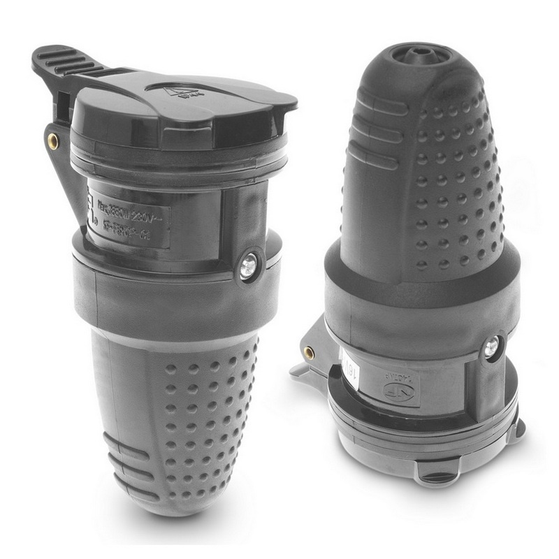 Gniazdo hermetyczne pojedyncze 250V 16A GN-60H czarne Plastrol