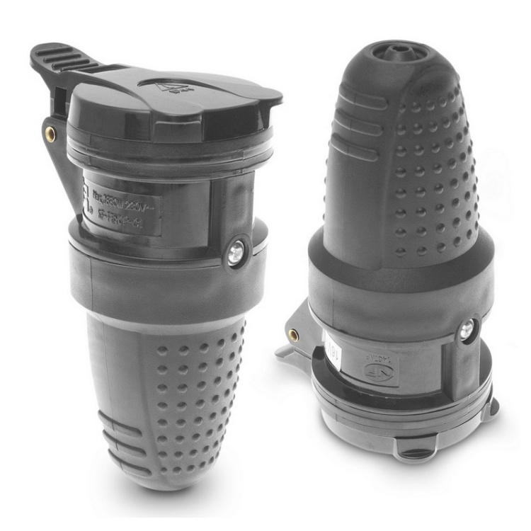 Gniazdo hermetyczne pojedyncze 250V 16A GN-60H czarne Plastrol