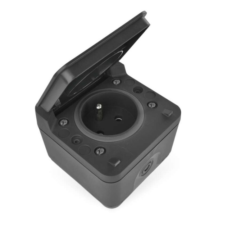 Gniazdo pojedyncze natynkowe szare IP55 Cyklone Emos D730420 zdjęcie