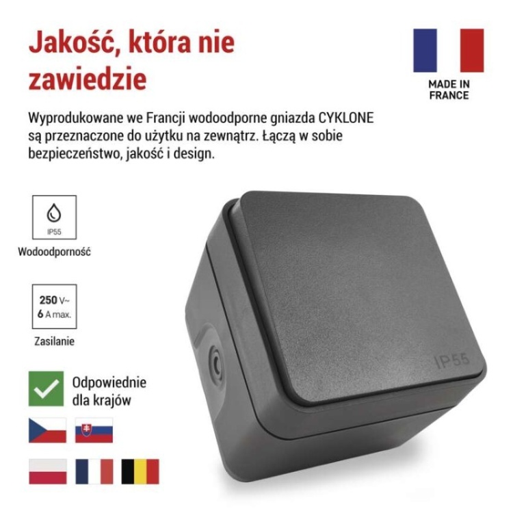 Przycisk dzwonkowy natynkowy szary IP55 Cyklone Emos D730427 informacje