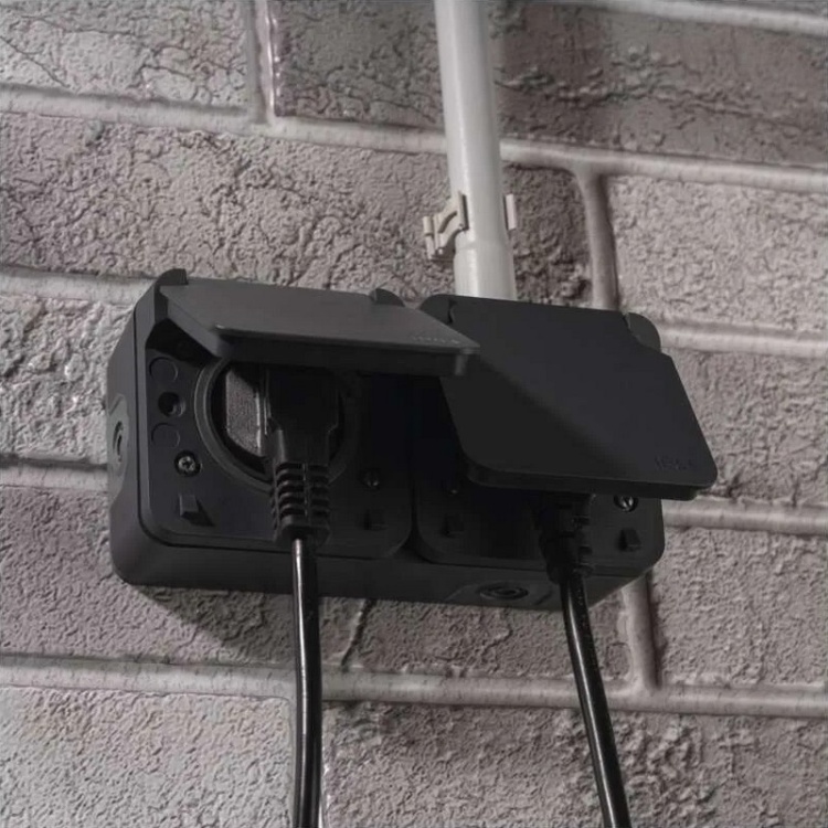 Gniazdo podwójne natynkowy szary IP55 Cyklone Emos D730421 zastosowanie