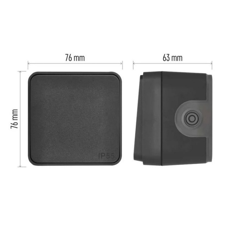 Gniazdo podwójne natynkowy szary IP55 Cyklone Emos D730421 wymiary