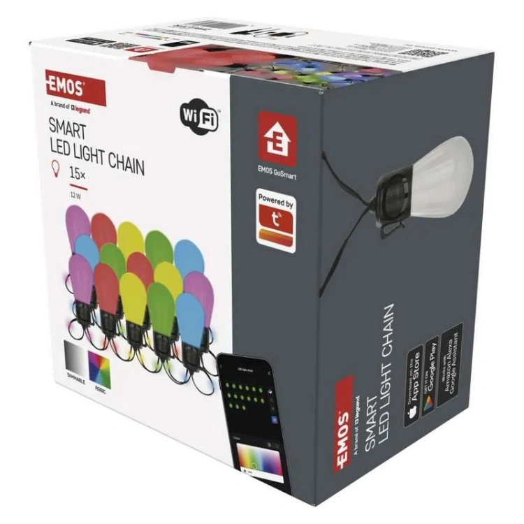 Girlanda świetlna GoSmart WiFi 15xLED RGB IC 15m IP65 Emos ZIW17FR opakowanie bok