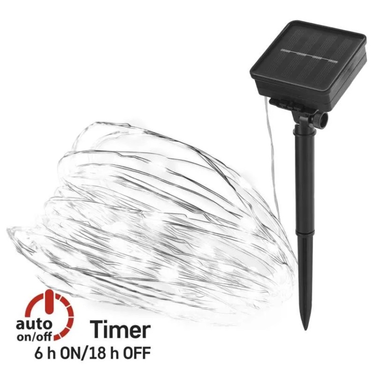Girlanda świetlna NANO ŁEZKI solarna 120xLED zimna biel 12m IP44 Emos D3ZC01 timer