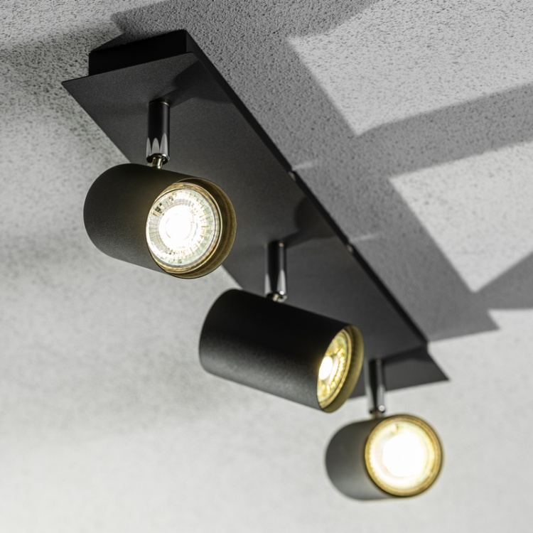 Oprawa sufitowa VENETO podtynkowa 3xGU10 IP20 czarna GTV zaświecona